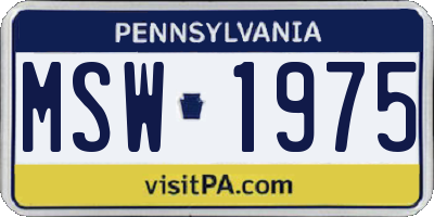 PA license plate MSW1975