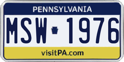 PA license plate MSW1976