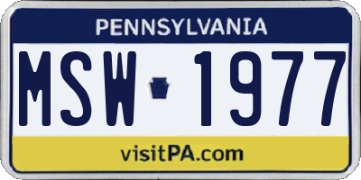 PA license plate MSW1977