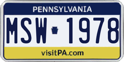 PA license plate MSW1978