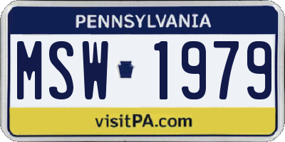 PA license plate MSW1979