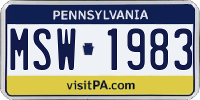 PA license plate MSW1983