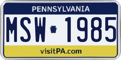 PA license plate MSW1985