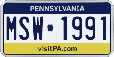PA license plate MSW1991