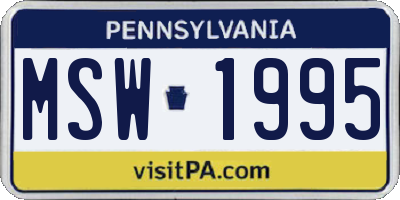 PA license plate MSW1995