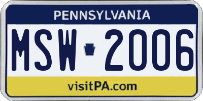 PA license plate MSW2006