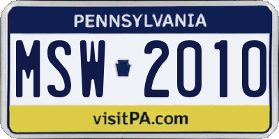 PA license plate MSW2010