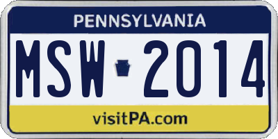 PA license plate MSW2014