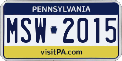 PA license plate MSW2015
