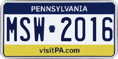 PA license plate MSW2016