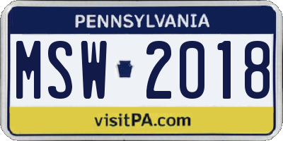 PA license plate MSW2018