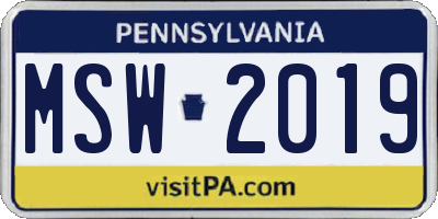 PA license plate MSW2019