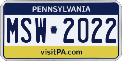 PA license plate MSW2022