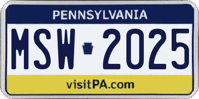 PA license plate MSW2025