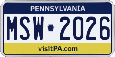 PA license plate MSW2026