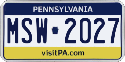 PA license plate MSW2027