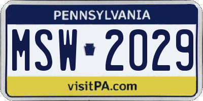 PA license plate MSW2029