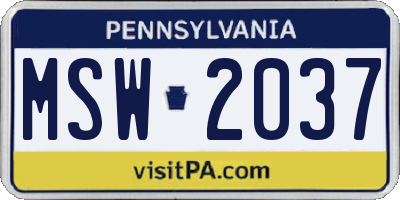 PA license plate MSW2037