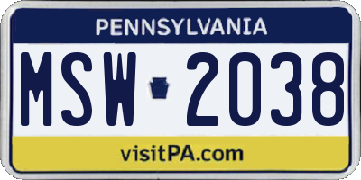 PA license plate MSW2038