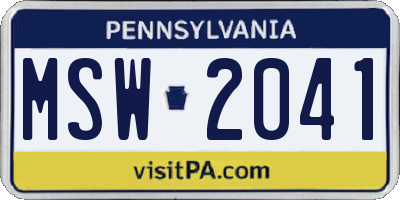 PA license plate MSW2041
