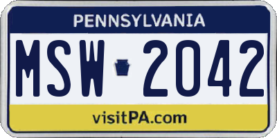 PA license plate MSW2042