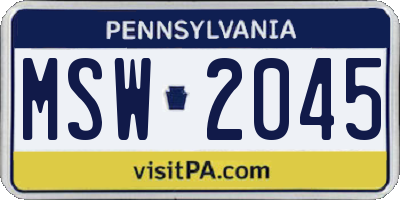 PA license plate MSW2045