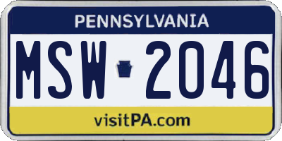 PA license plate MSW2046