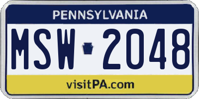 PA license plate MSW2048