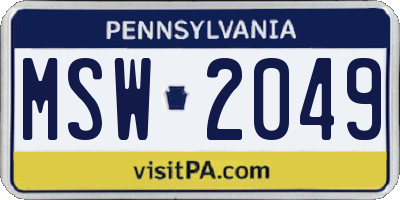 PA license plate MSW2049
