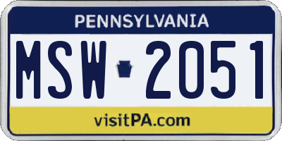 PA license plate MSW2051