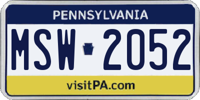 PA license plate MSW2052