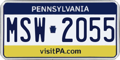 PA license plate MSW2055