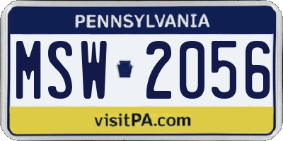 PA license plate MSW2056
