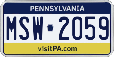 PA license plate MSW2059