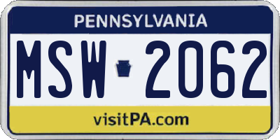 PA license plate MSW2062