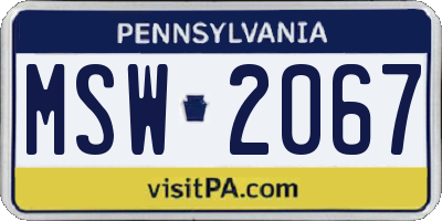 PA license plate MSW2067