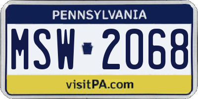 PA license plate MSW2068