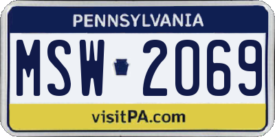 PA license plate MSW2069