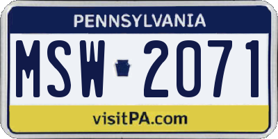 PA license plate MSW2071