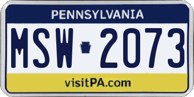 PA license plate MSW2073