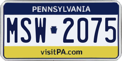 PA license plate MSW2075