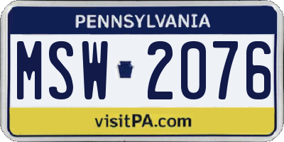 PA license plate MSW2076