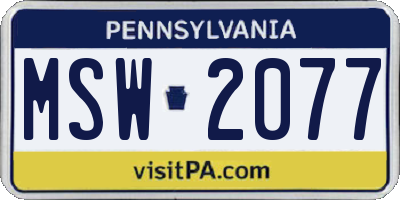 PA license plate MSW2077