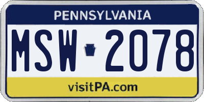 PA license plate MSW2078