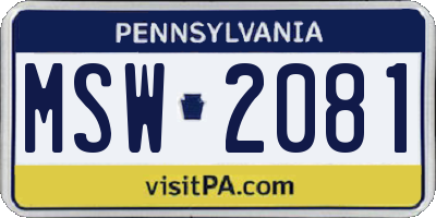 PA license plate MSW2081
