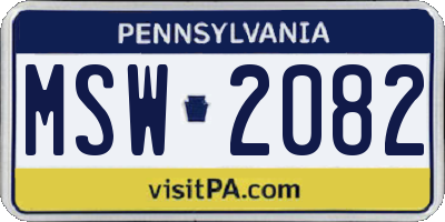 PA license plate MSW2082