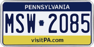 PA license plate MSW2085