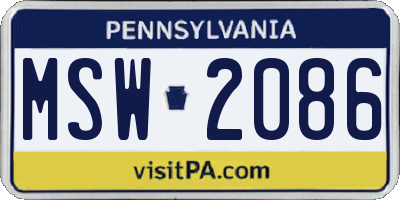 PA license plate MSW2086