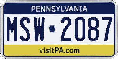 PA license plate MSW2087