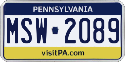 PA license plate MSW2089